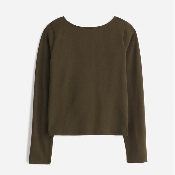 NWT Madewell Long-Sleeve Scoopback Cotton Jersey Stretch Tee Olive Green Small - Picture 1 of 9